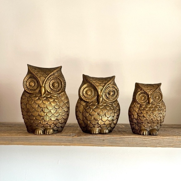 Gold owls set of 3 wall decor - Picture 1 of 8